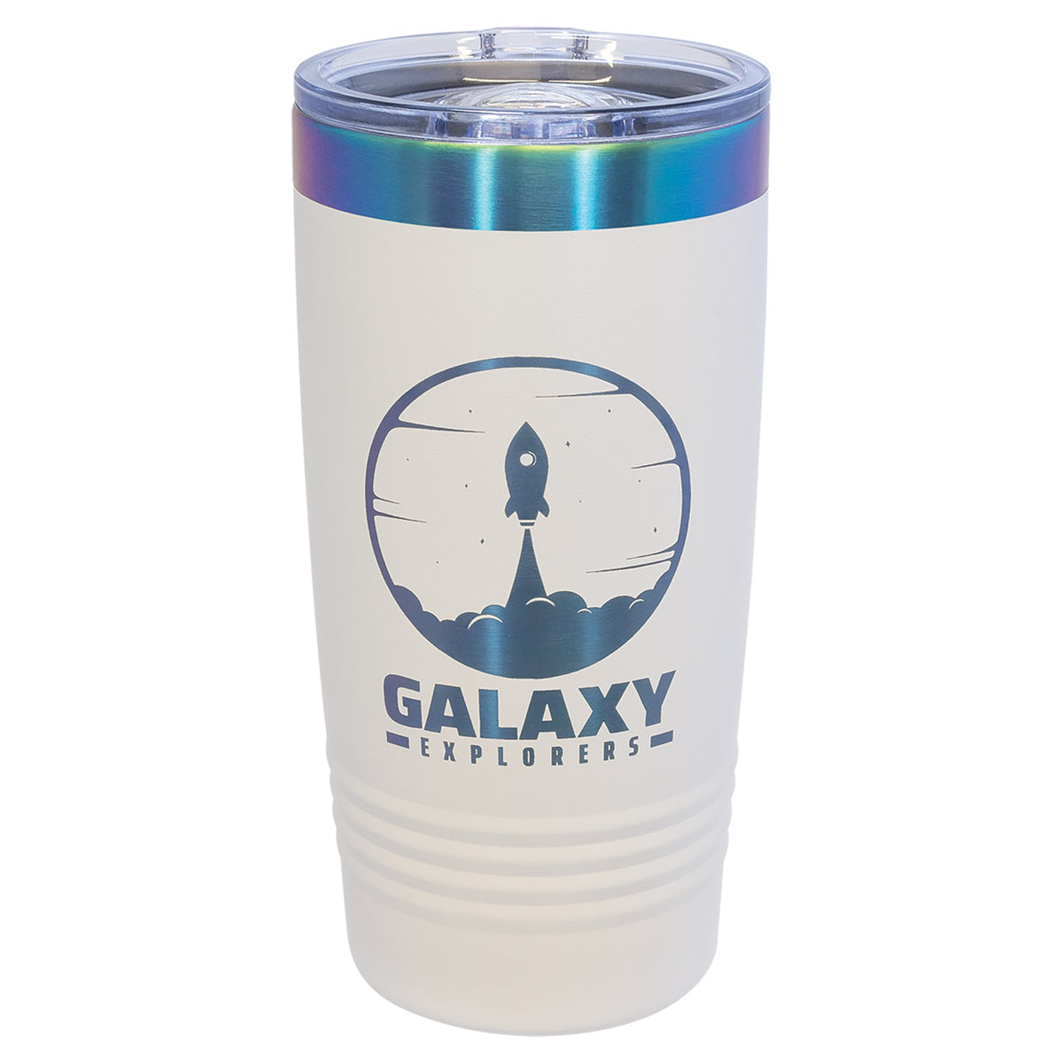 Engraved Polar Camel Ringneck Tumbler with Slider Lid - White/Prism / 20 oz