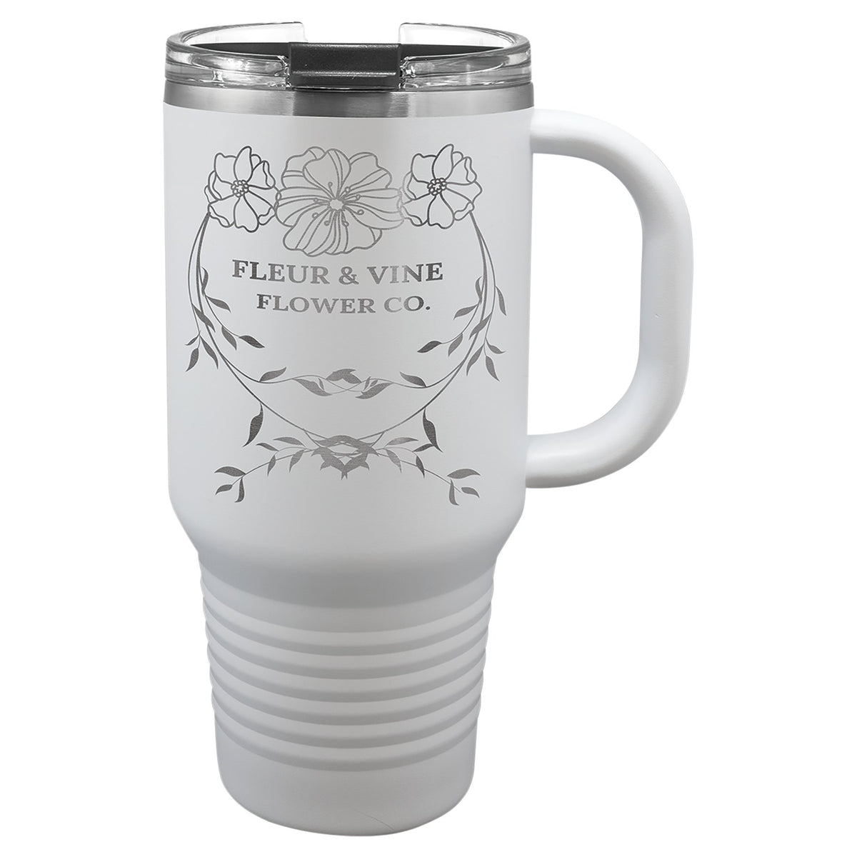 Engraved Polar Camel Travel Mug with Handle and Straw - White / 32 oz