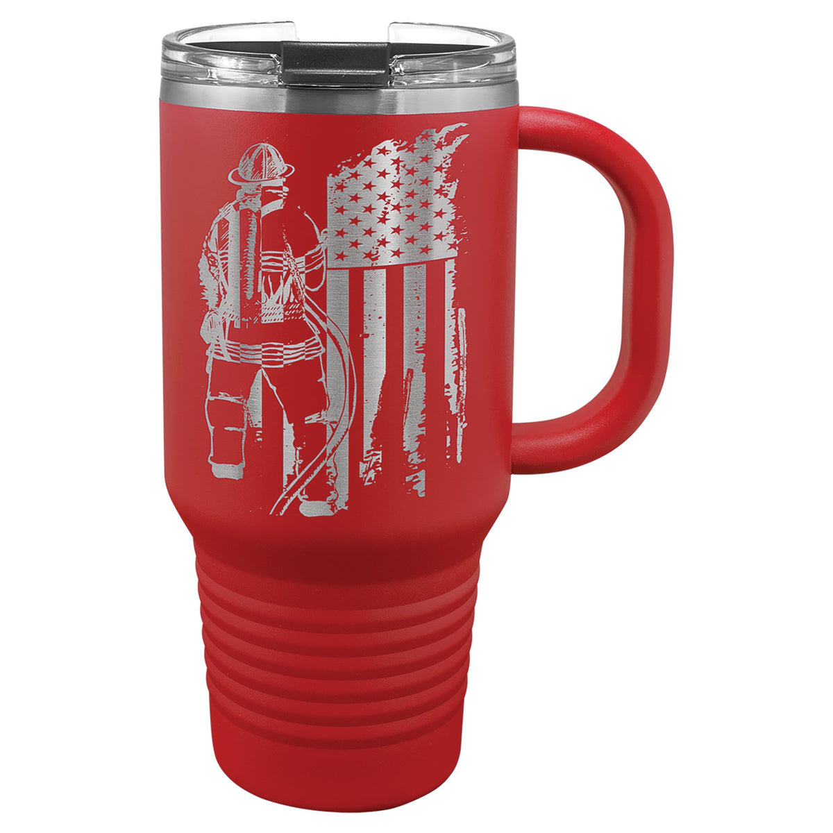 Engraved Polar Camel Travel Mug with Handle and Straw - Red / 32 oz