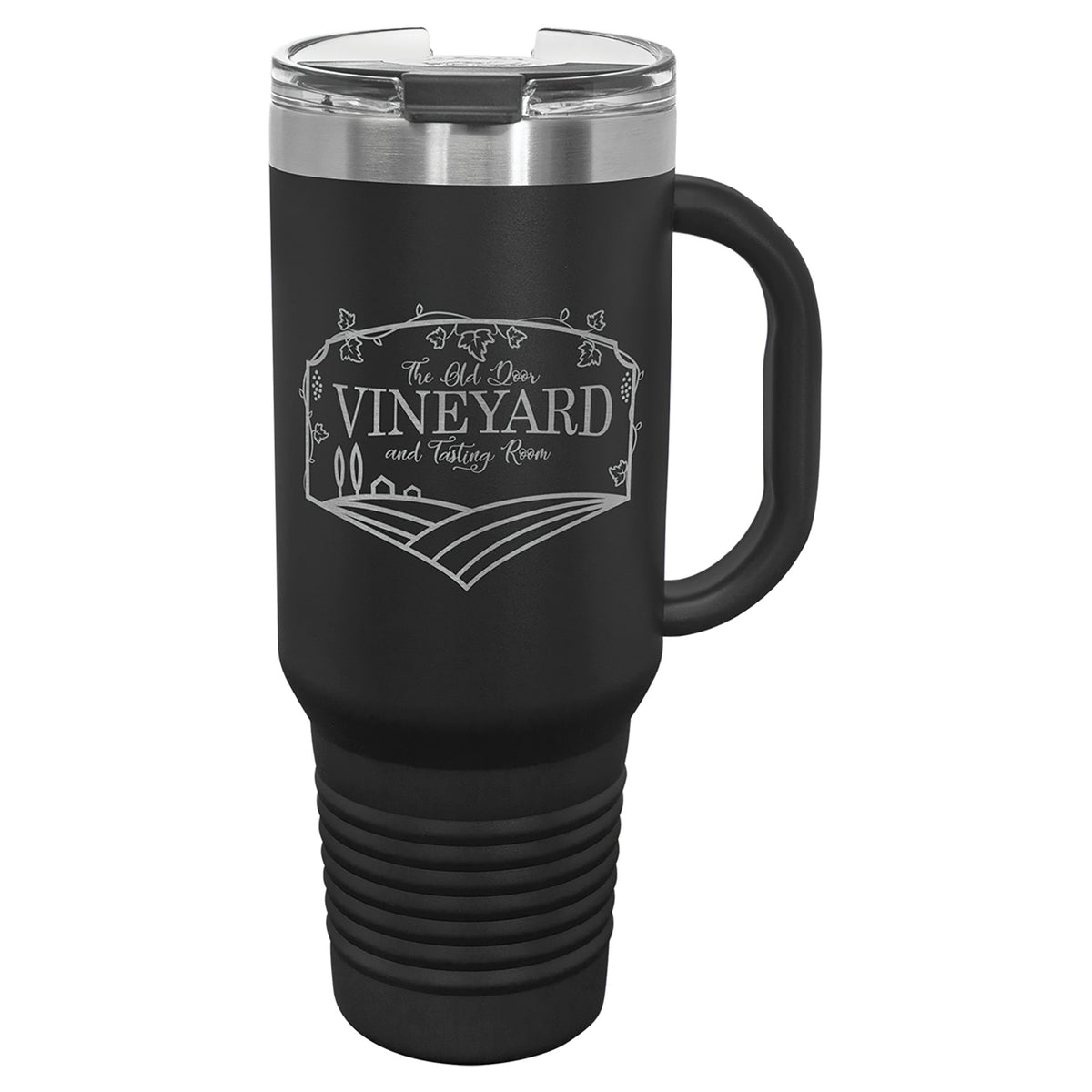 Engraved Polar Camel Travel Mug with Handle and Straw - Black / 40 oz