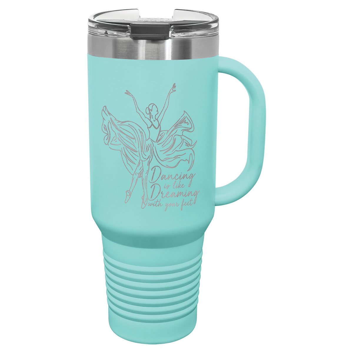 Engraved Polar Camel Travel Mug with Handle and Straw - Teal / 40 oz