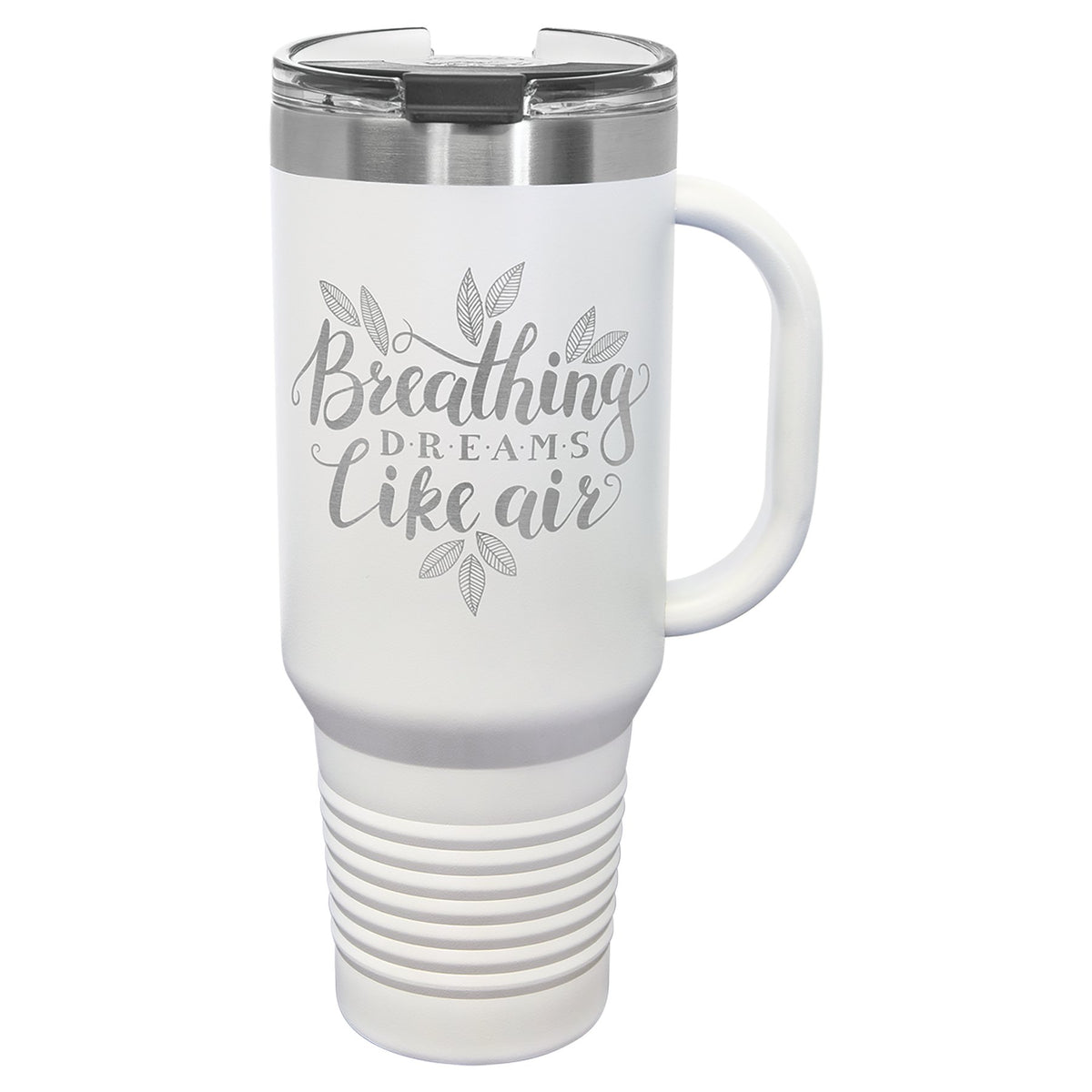 Engraved Polar Camel Travel Mug with Handle and Straw - White / 40 oz