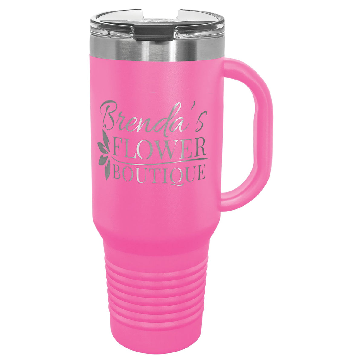Engraved Polar Camel Travel Mug with Handle and Straw - Pink / 40 oz