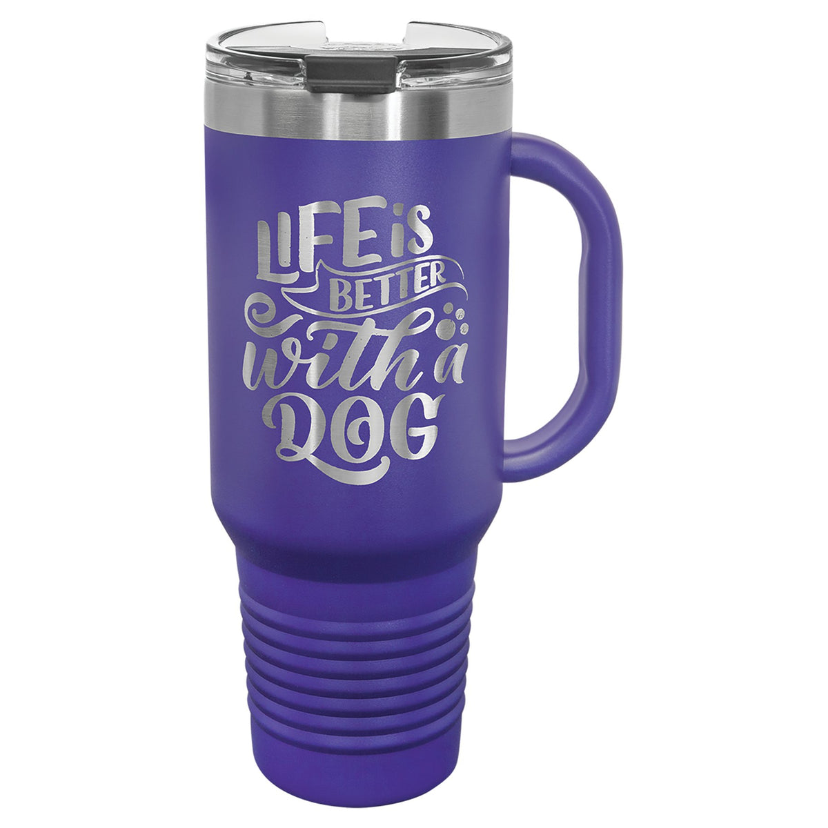 Engraved Polar Camel Travel Mug with Handle and Straw - Purple / 40 oz