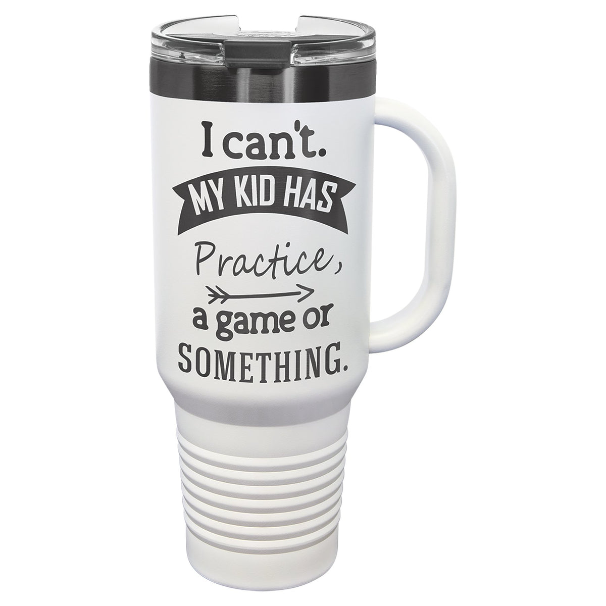 Engraved Polar Camel Travel Mug with Handle and Straw - White/Ghost Black / 40 oz
