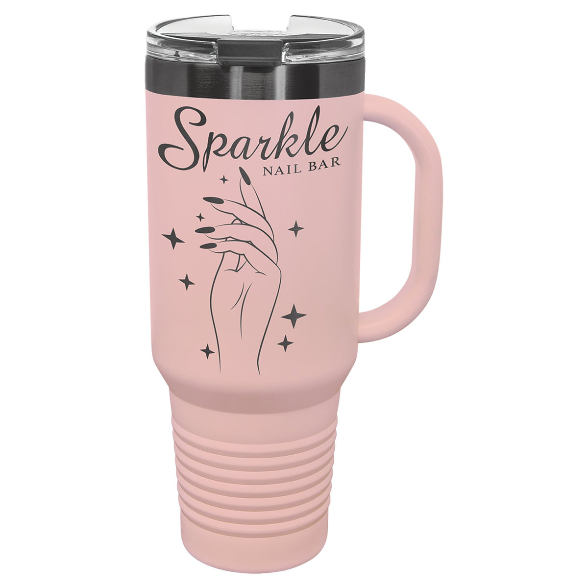 Engraved Polar Camel Travel Mug with Handle and Straw - Blush/Ghost Black / 40 oz