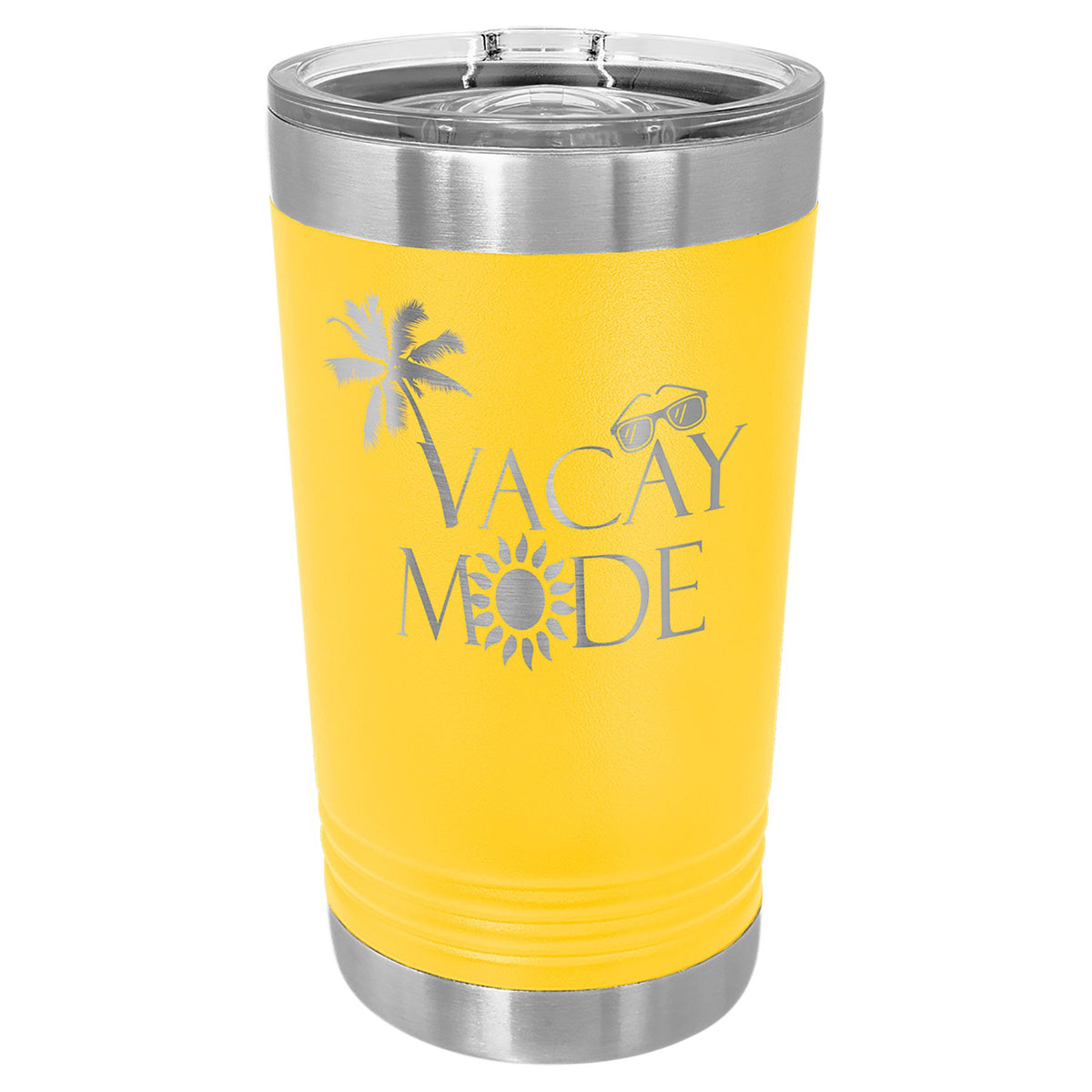 Engraved Polar Camel 16 oz Pint with Slider Lid - Yellow