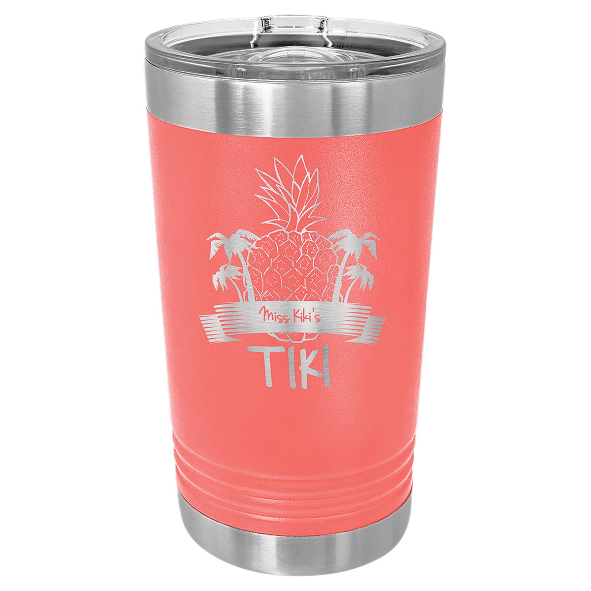 Engraved Polar Camel 16 oz Pint with Slider Lid - Coral