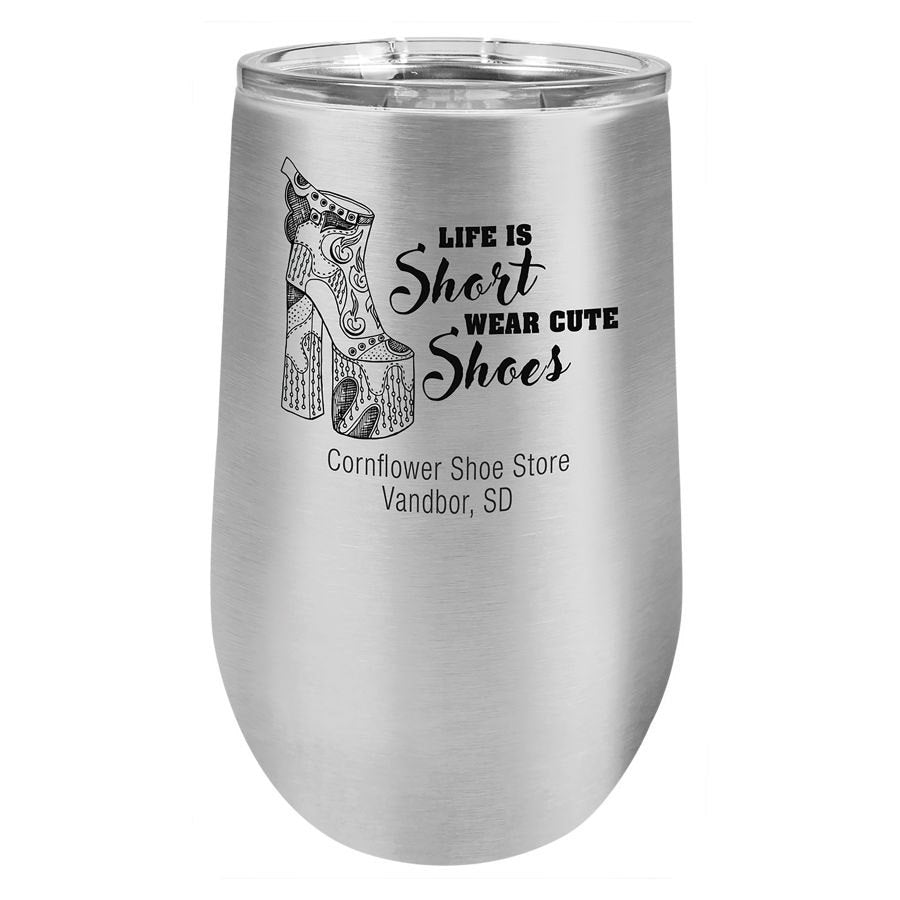 Engraved Polar Camel Stemless Wine Tumbler with Lid - Stainless Steel / 16 oz
