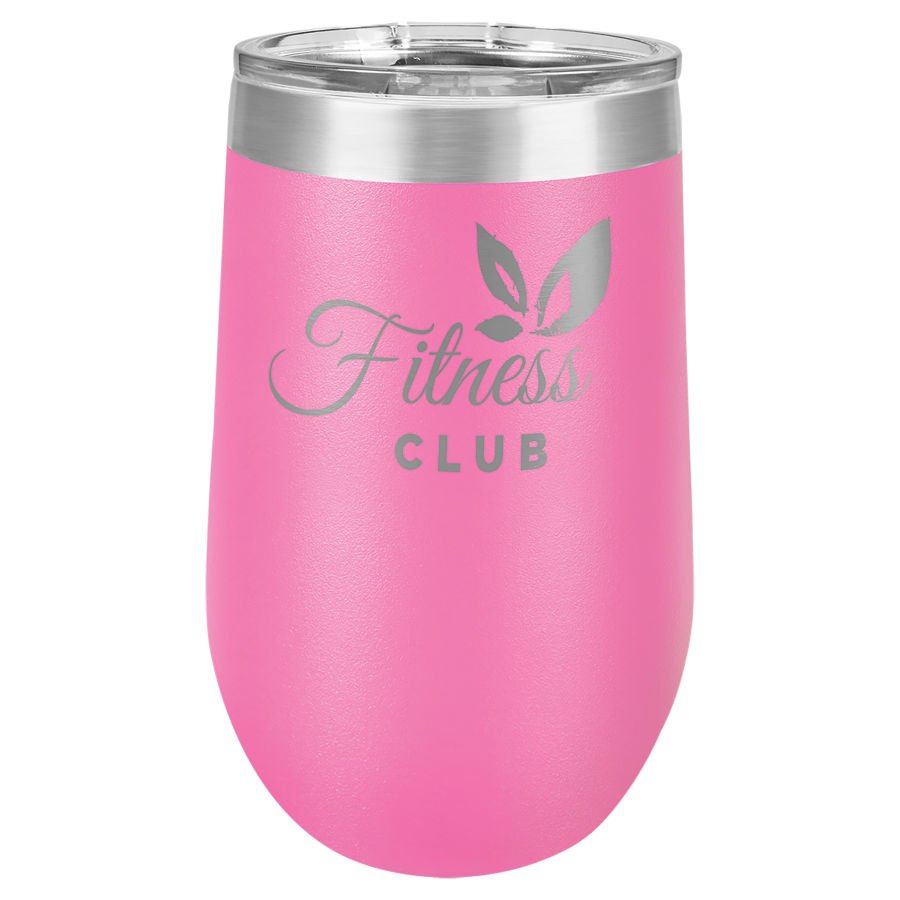 Engraved Polar Camel Stemless Wine Tumbler with Lid - Pink / 16 oz
