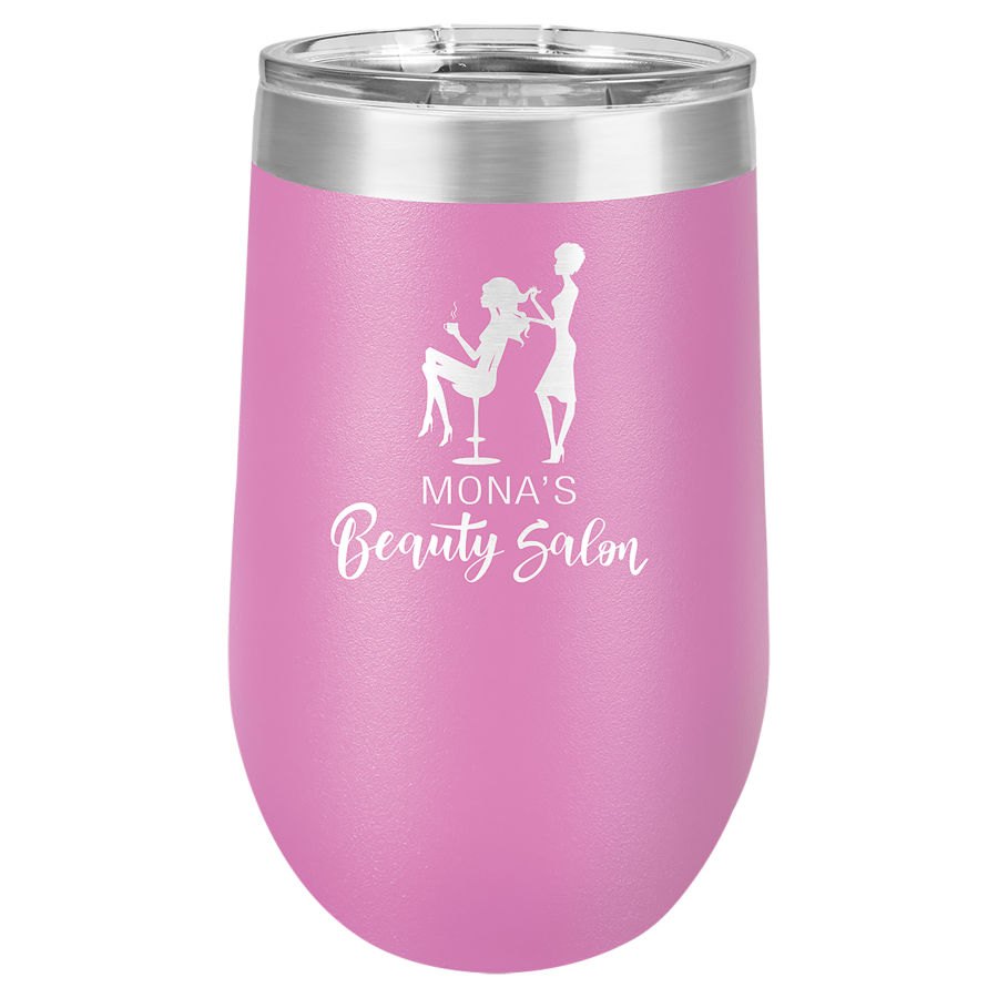 Engraved Polar Camel Stemless Wine Tumbler with Lid - Light Purple / 16 oz