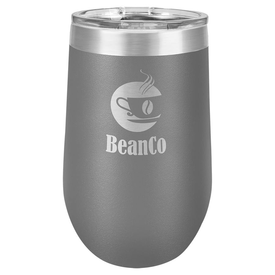 Engraved Polar Camel 16 oz Stemless Tumbler with Lid - Dark Gray