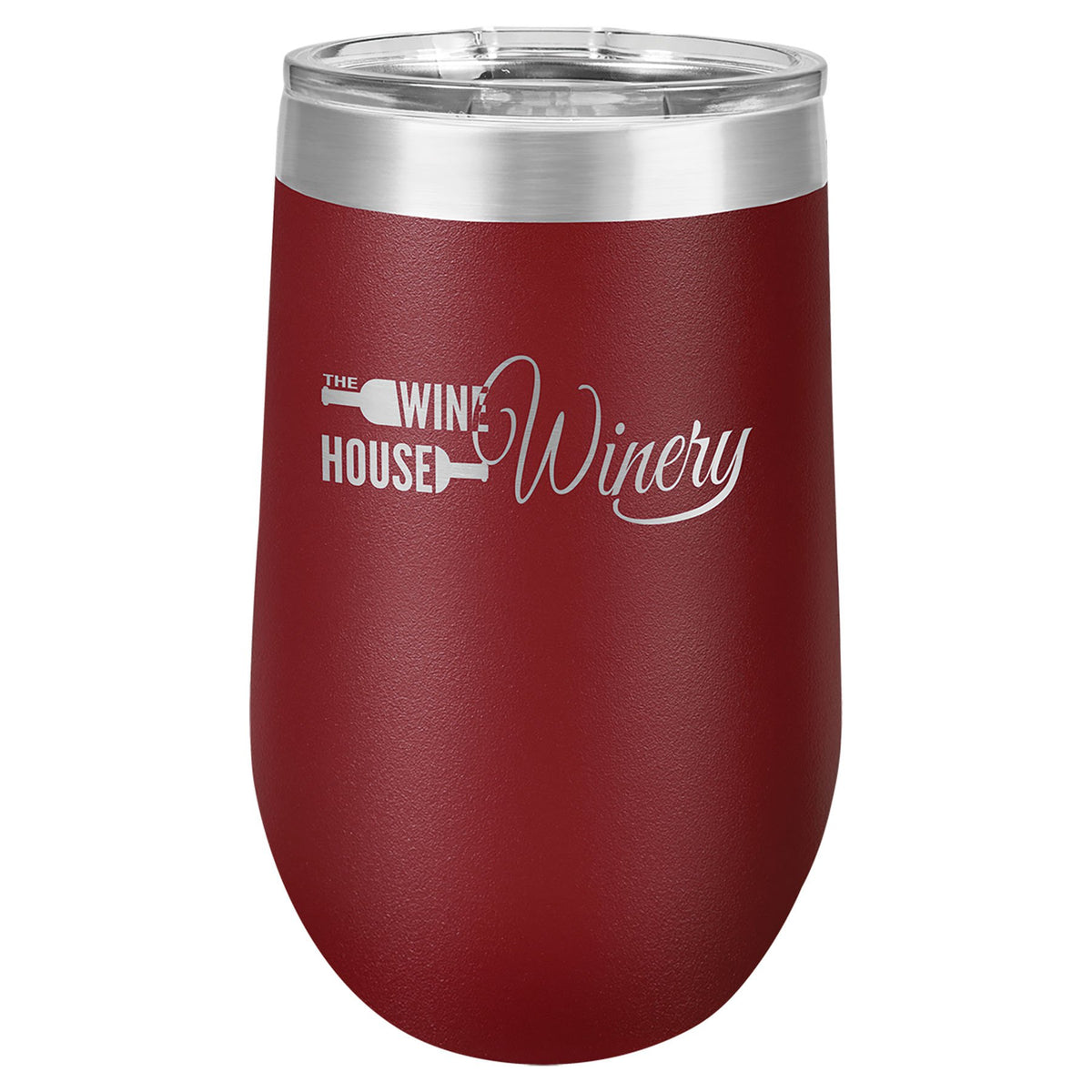 Engraved Polar Camel Stemless Wine Tumbler with Lid - Maroon / 16 oz
