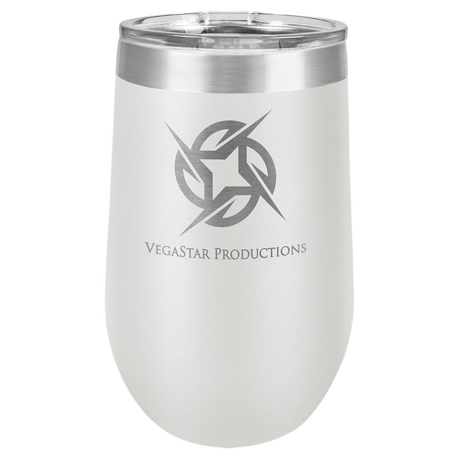 Engraved Polar Camel Stemless Wine Tumbler with Lid - White / 16 oz