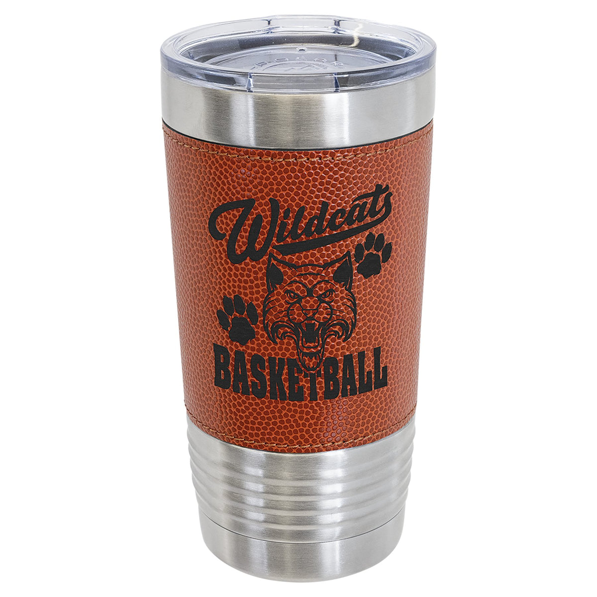 Engraved Polar Camel Basketball Leatherette Tumbler with Slider Lid