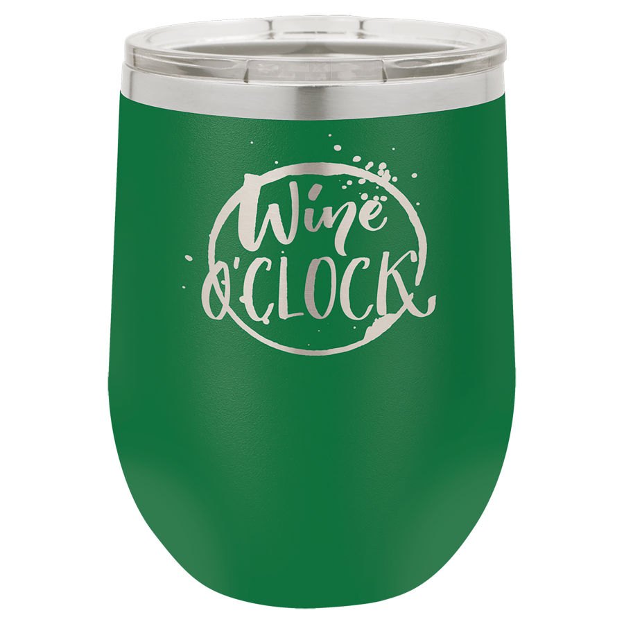 Engraved Polar Camel Stemless Wine Tumbler with Lid - Green / 12 oz
