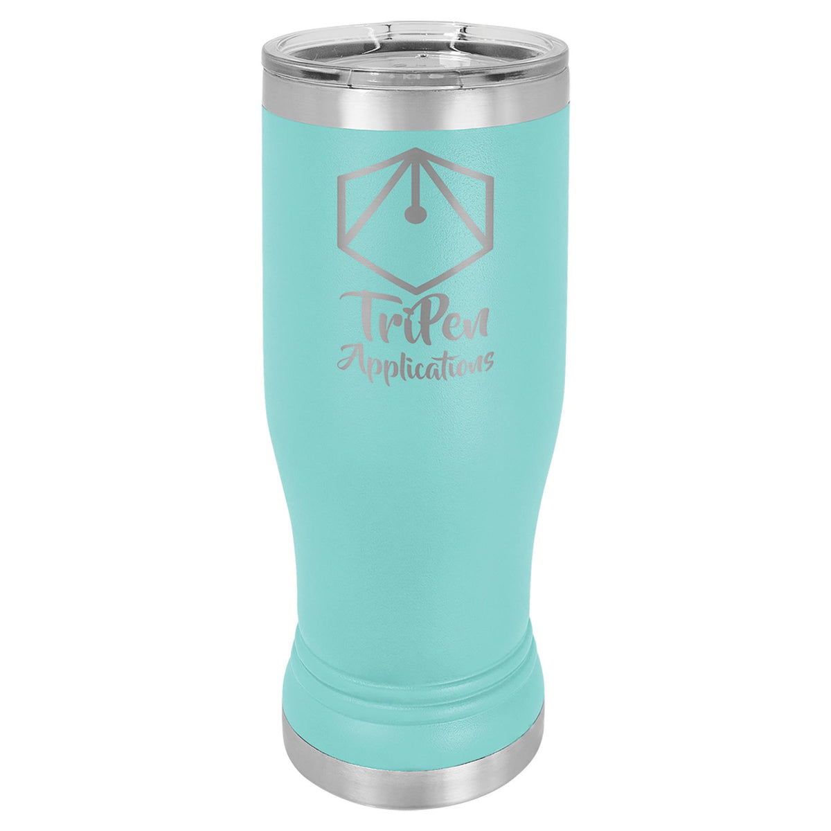 Engraved Polar Camel Pilsner Tumbler with Lid - Teal / 14 oz