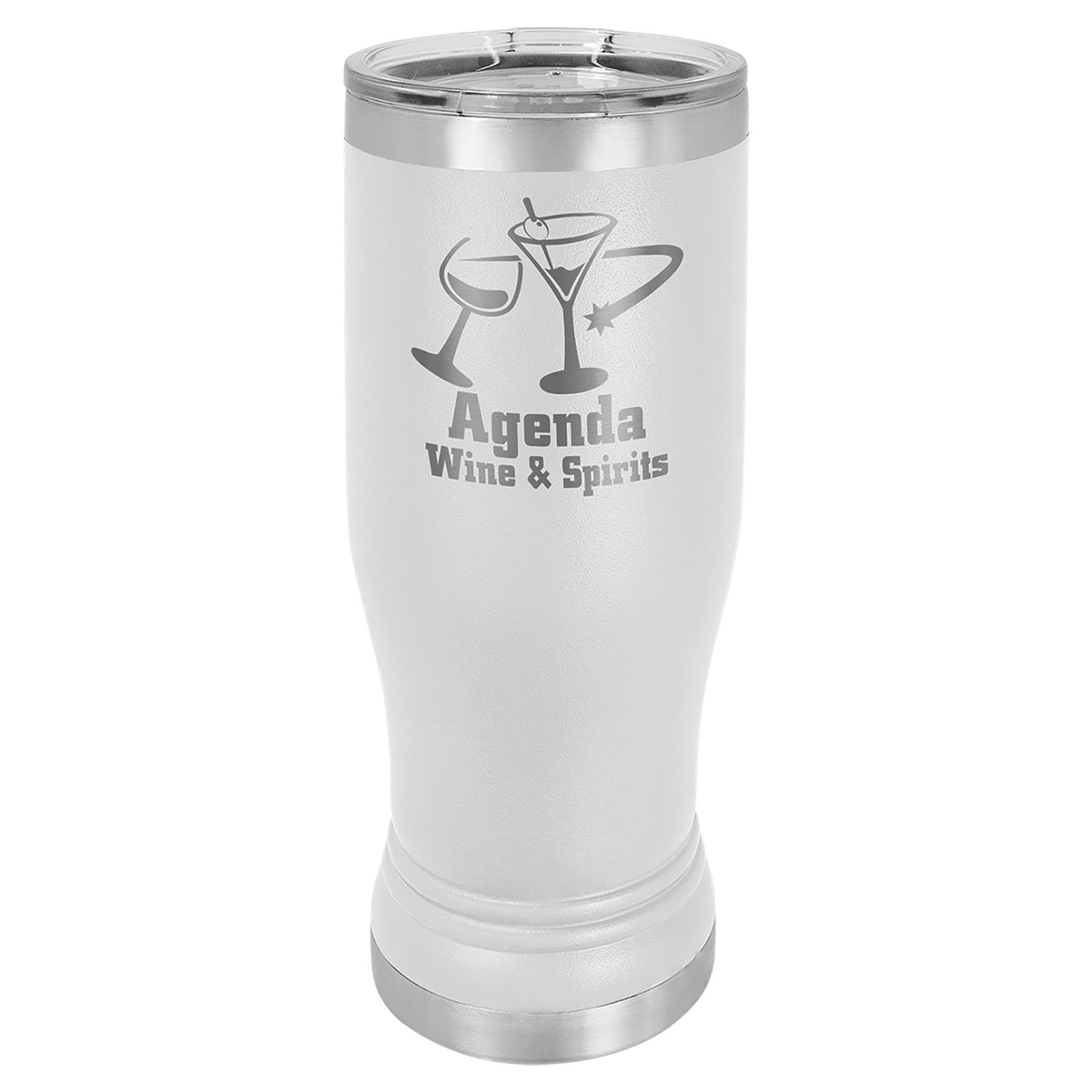 Engraved Polar Camel Pilsner Tumbler with Lid - White / 14 oz