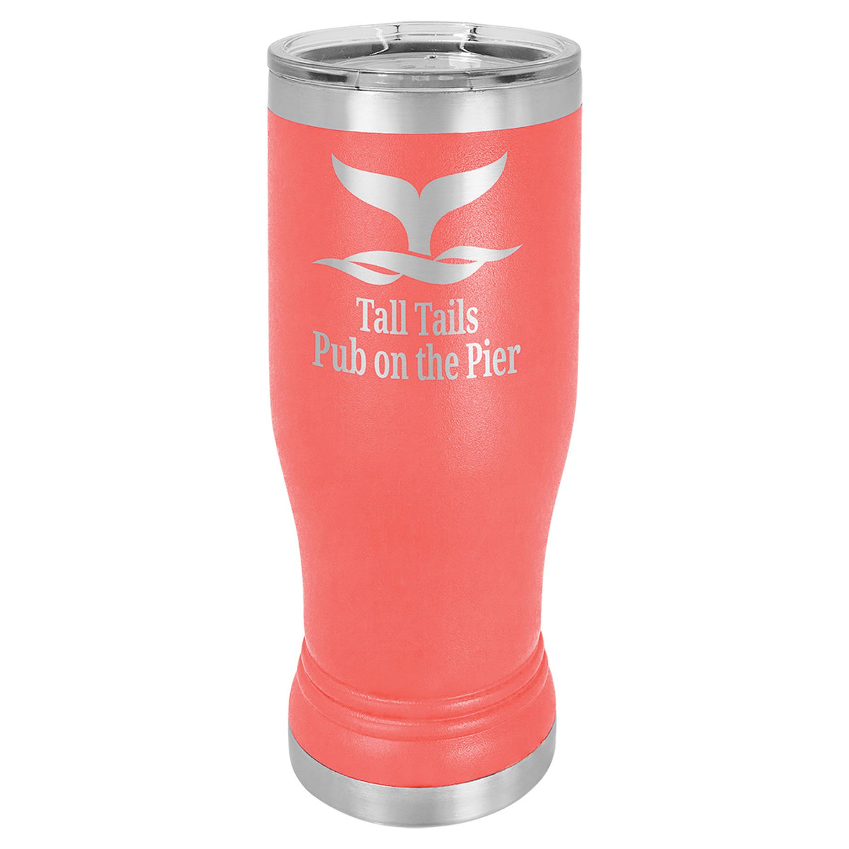 Engraved Polar Camel Pilsner Tumbler with Lid - Coral / 14 oz