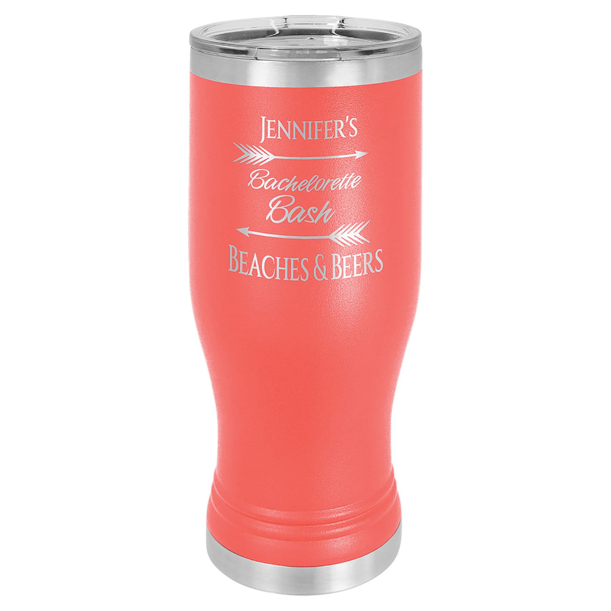 Engraved Polar Camel Pilsner Tumbler with Lid - Coral / 20 oz