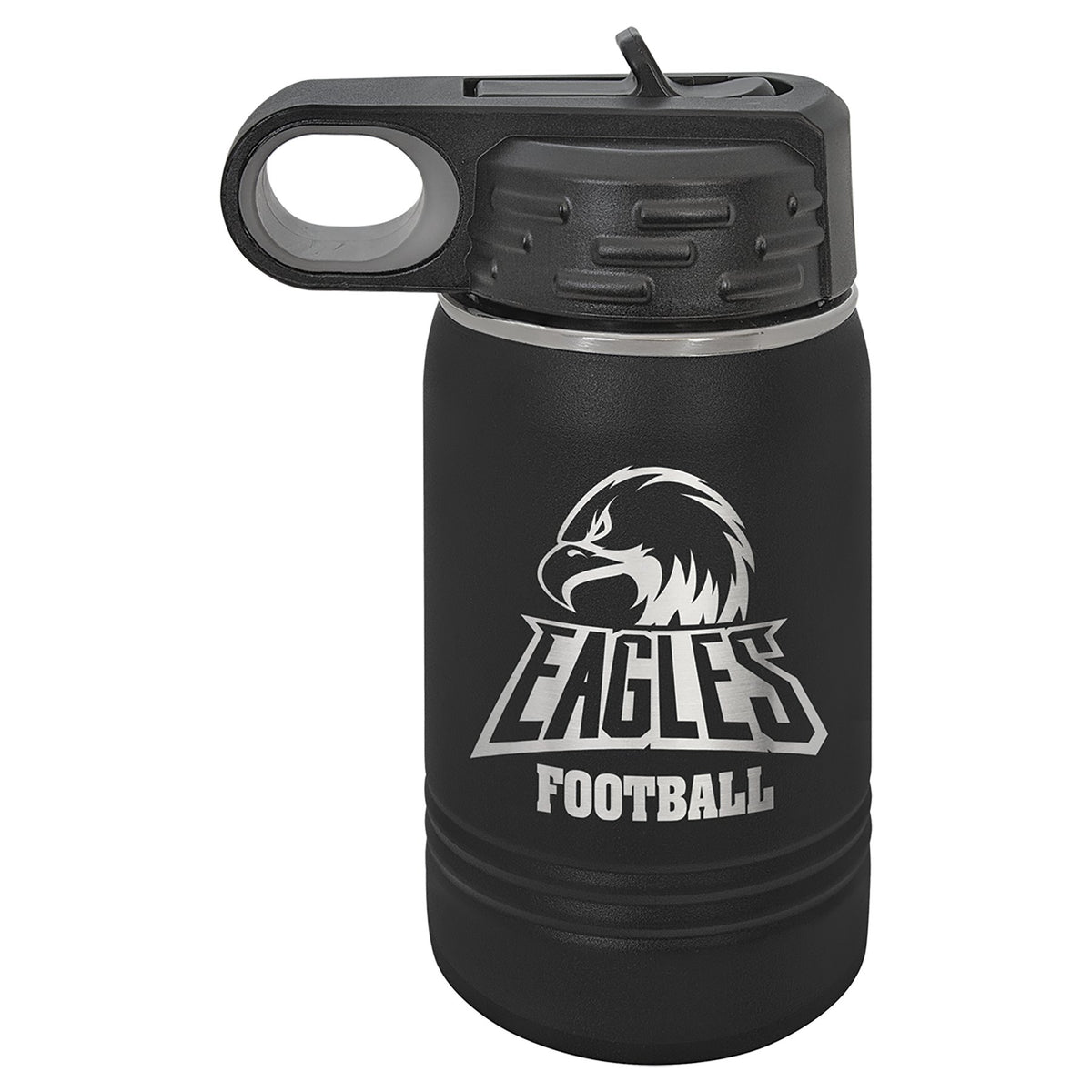 Engraved Polar Camel Water Bottle - Black / 12 oz