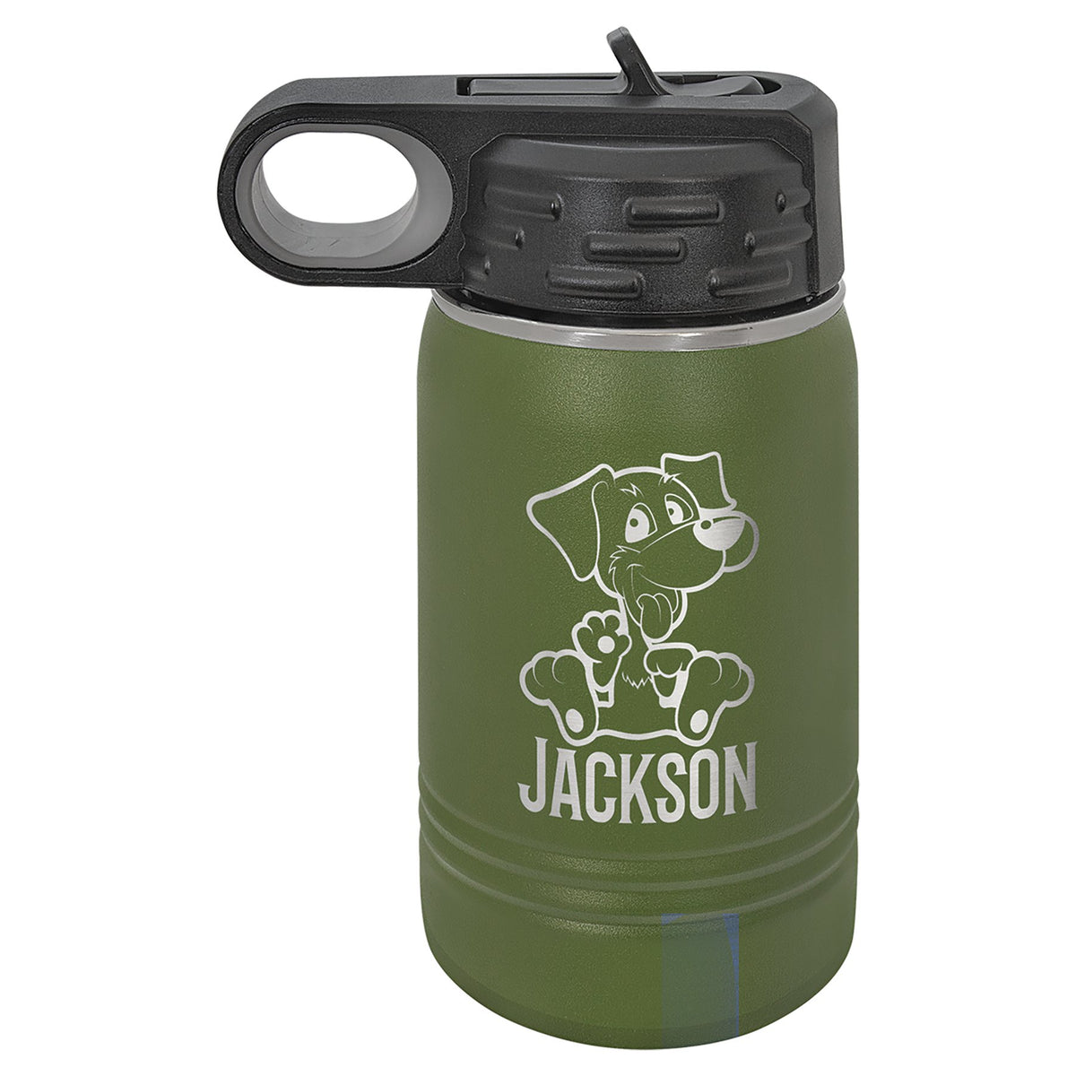 Engraved Polar Camel Water Bottle - Olive Green / 12 oz