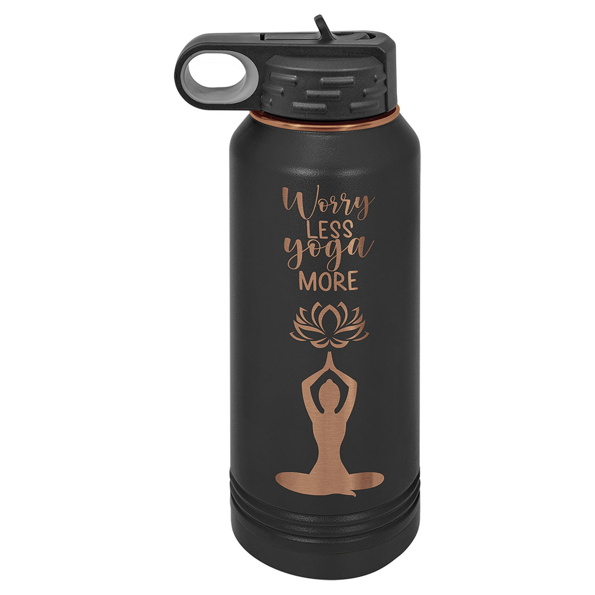 Engraved Polar Camel Water Bottle - Black/Rose Gold / 32 oz