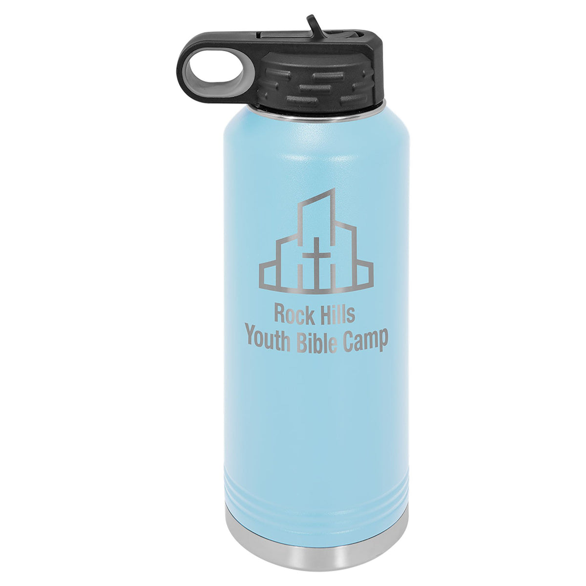 Engraved Polar Camel Water Bottle - Light Blue / 40 oz