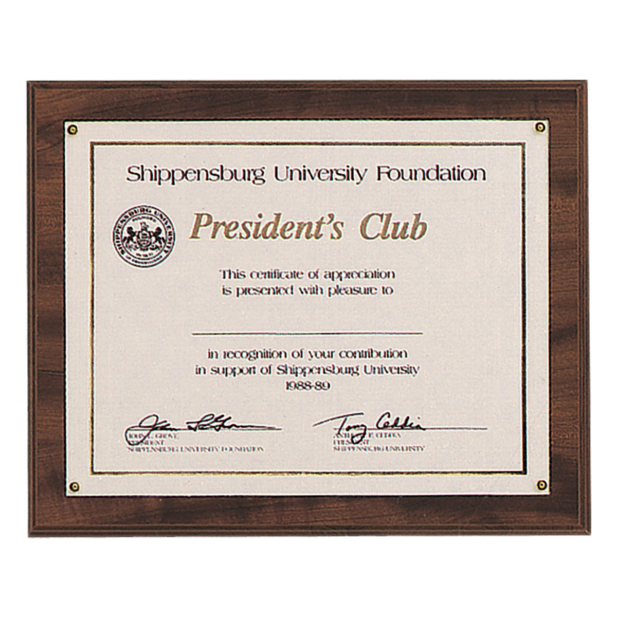 Engraved American Walnut Finish Photo and Certificate Holder