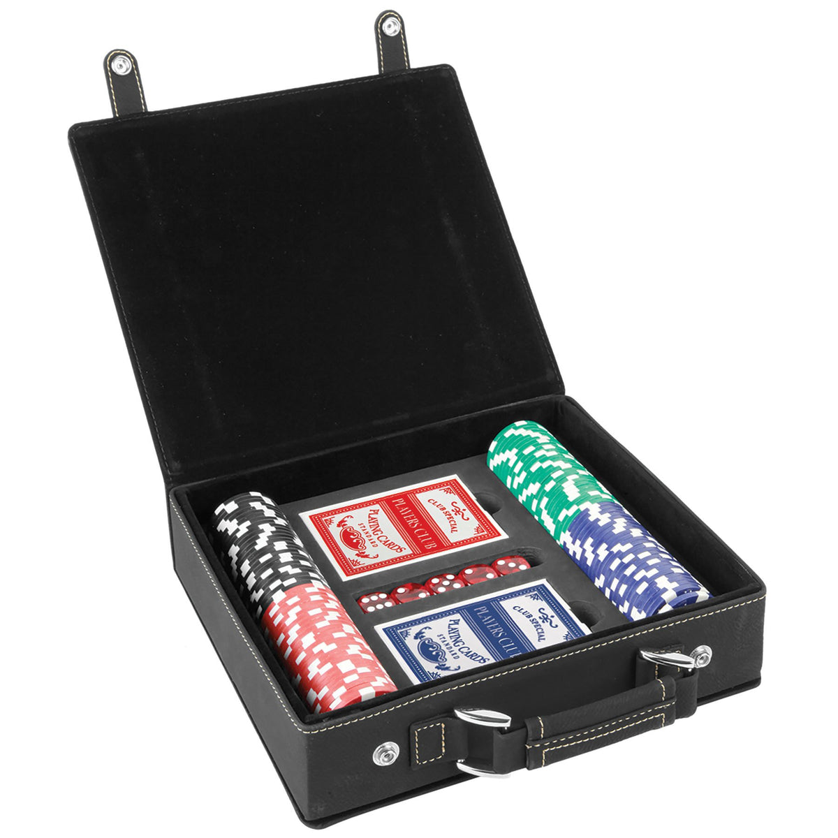Engraved Leatherette Poker Set - Black/Gold