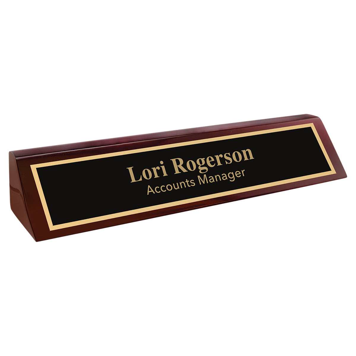 Engraved Piano Finish Desk Wedge - Rosewood / 10 1/2 in