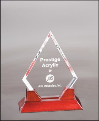 Engraved Diamond Prestige Acrylic with Rosewood Piano Finish Base - 8 1/2 in