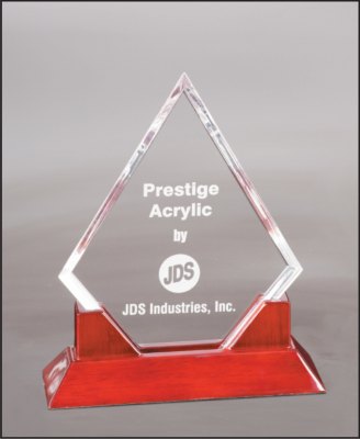 Engraved Diamond Prestige Acrylic with Rosewood Piano Finish Base - 9 1/2 in