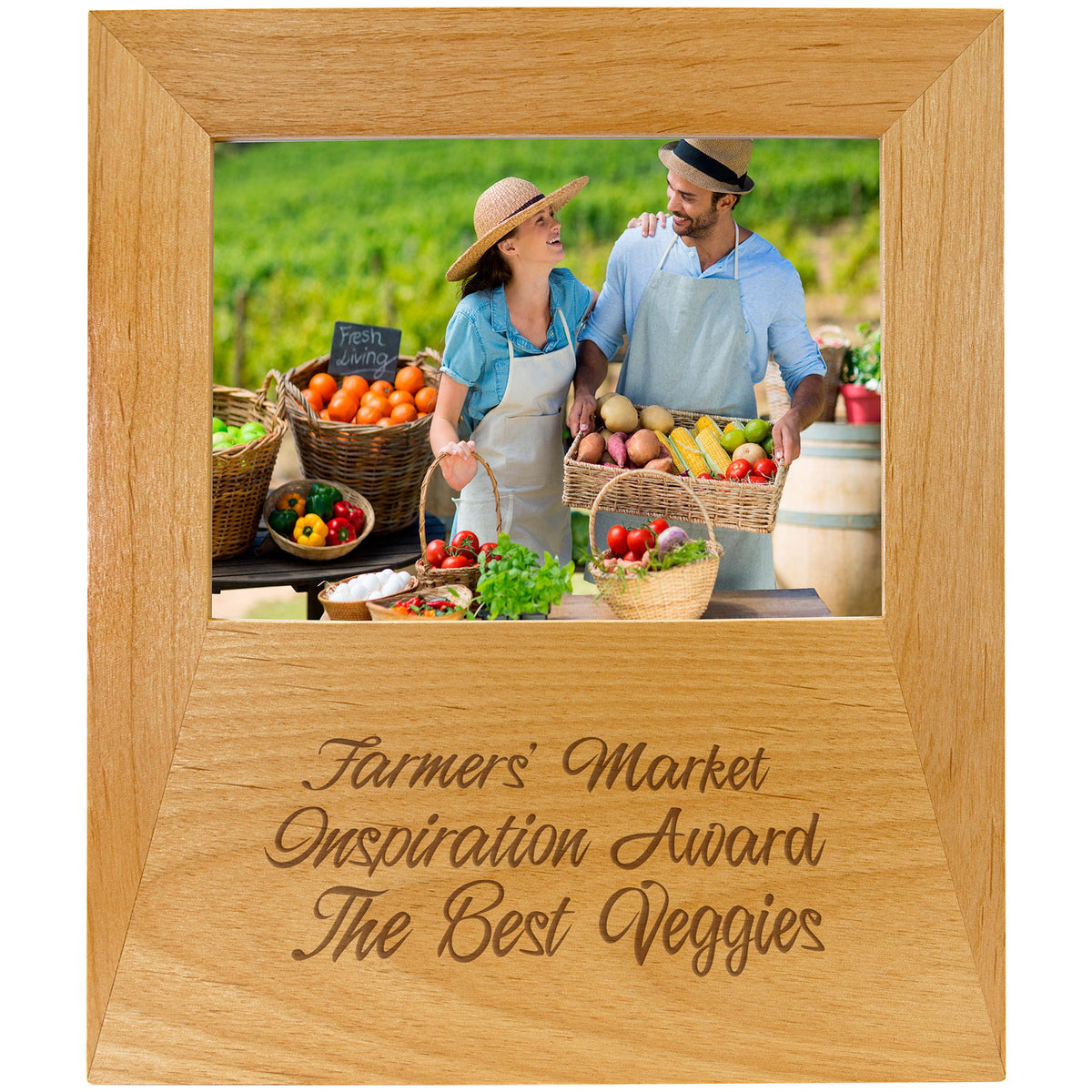Engraved Genuine Red Alder Picture Frame with Engraving Area - 5 x 7 in
