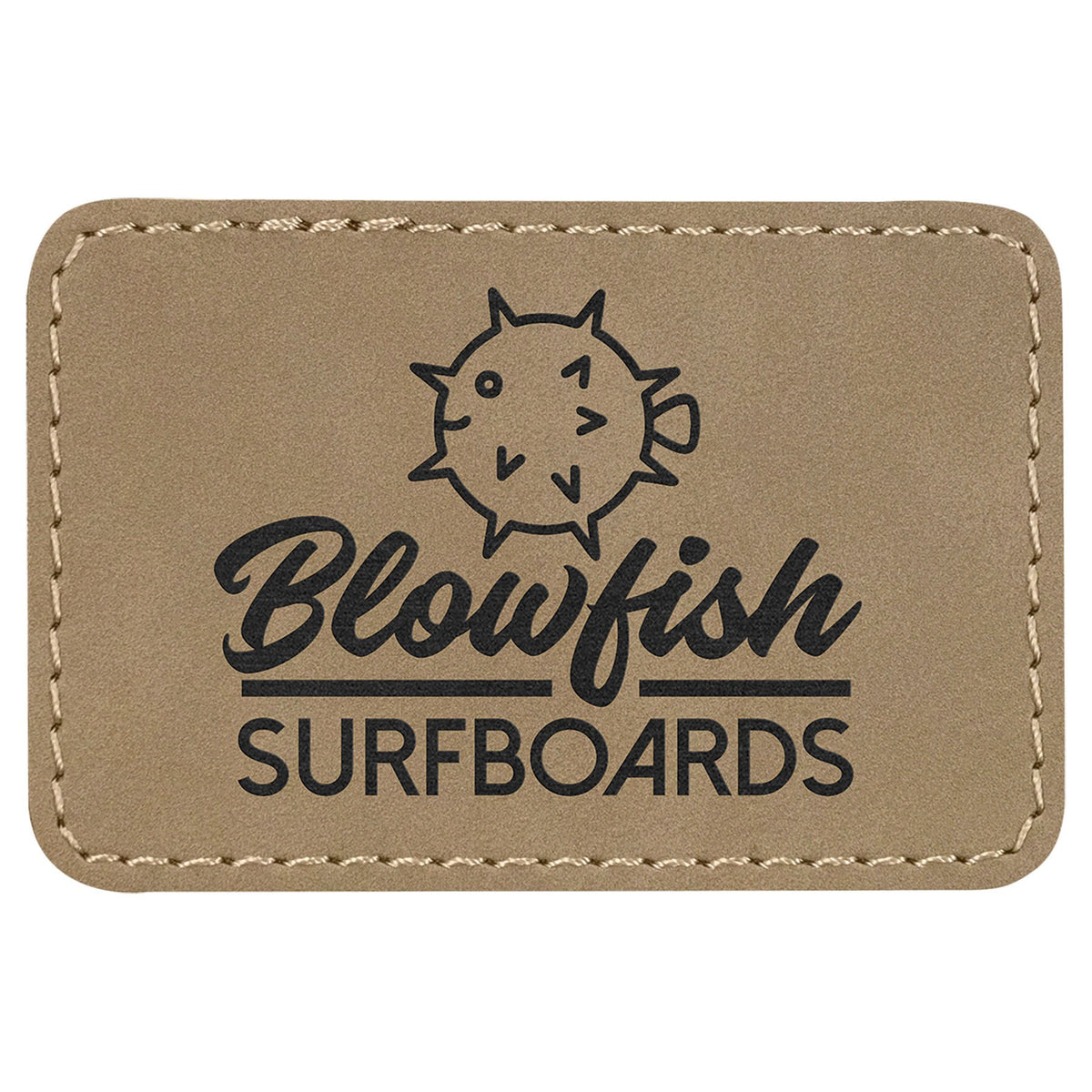 Engraved Rectangle Leatherette Patch with Adhesive - Light Brown / 3 x 2 in