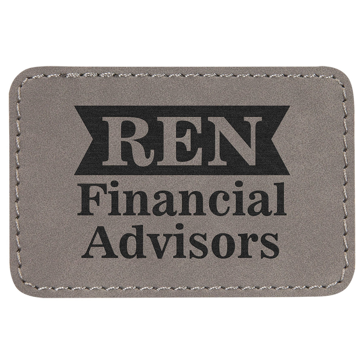 Engraved Rectangle Leatherette Patch with Adhesive - Gray / 3 x 2 in