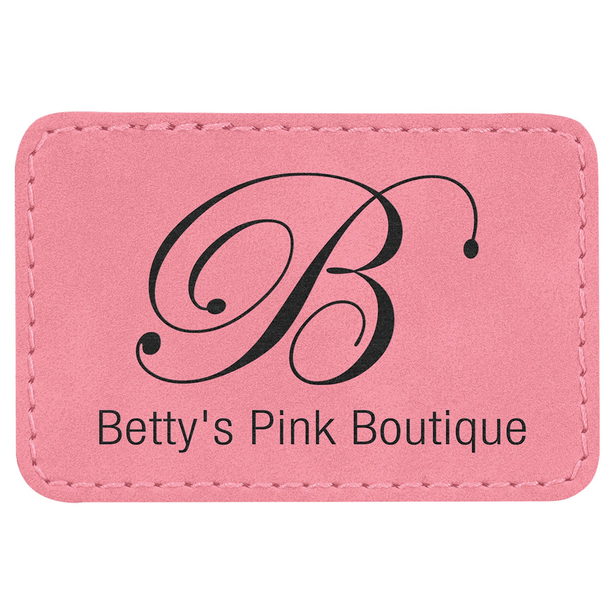 Engraved Rectangle Leatherette Patch with Adhesive - Pink / 3 x 2 in