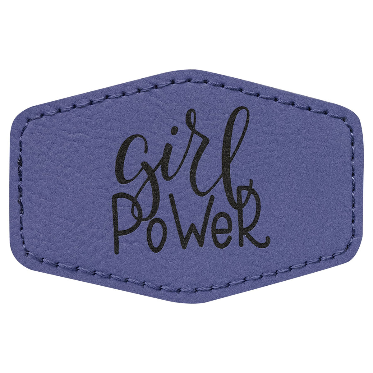 Engraved Hex Leatherette Patch with Adhesive - Purple / 3 x 2 in
