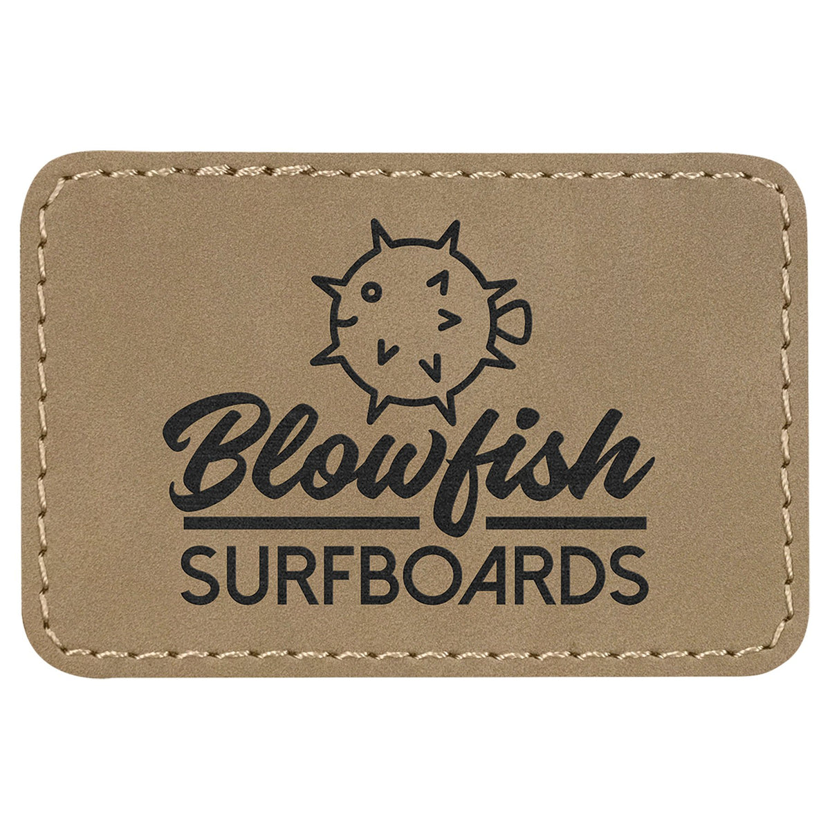 Engraved Rectangle Leatherette Patch with Kota Pro Adhesive - Light Brown / 3 x 2 in
