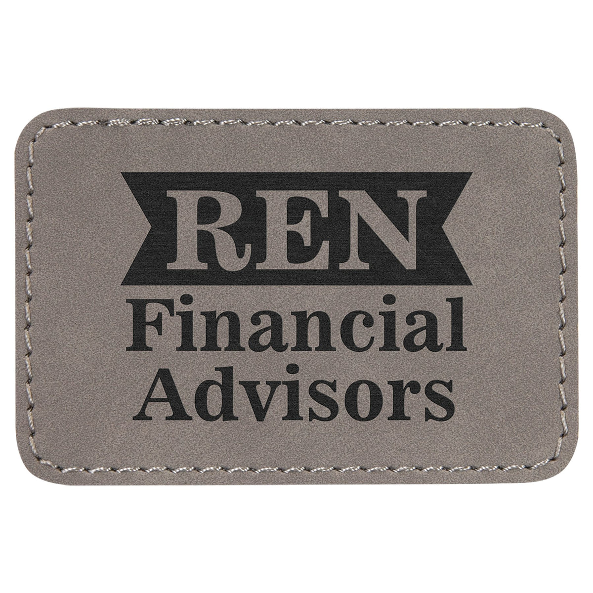 Engraved Rectangle Leatherette Patch with Kota Pro Adhesive - Gray / 3 x 2 in