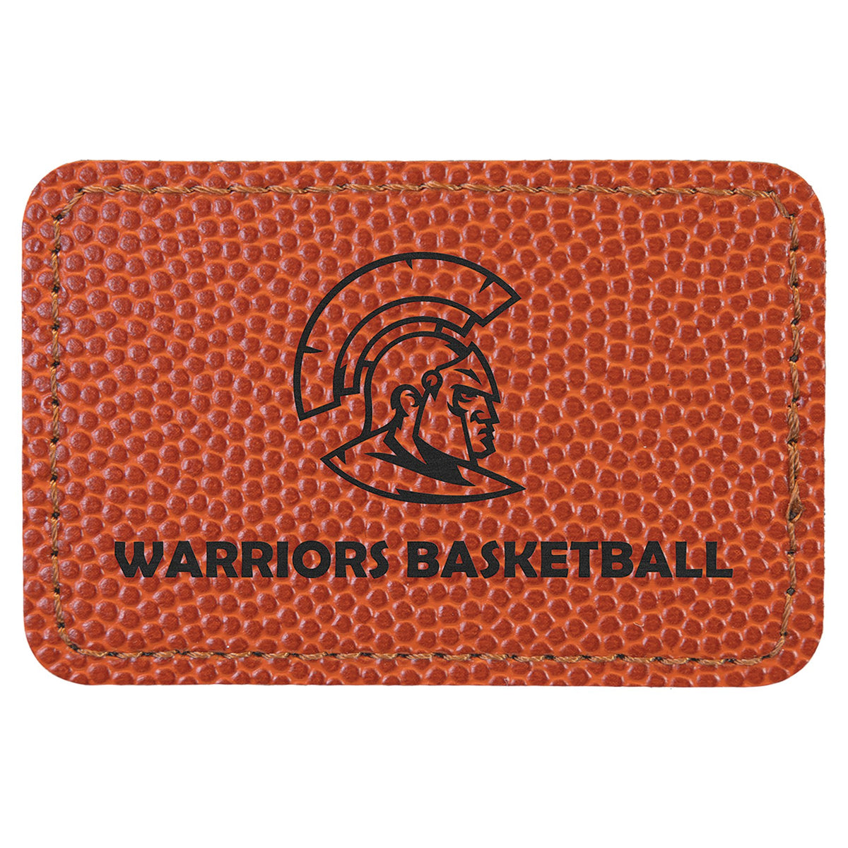 Engraved Basketball Rectangle Leatherette Patch with Kota Pro Adhesive - 3 x 2 in