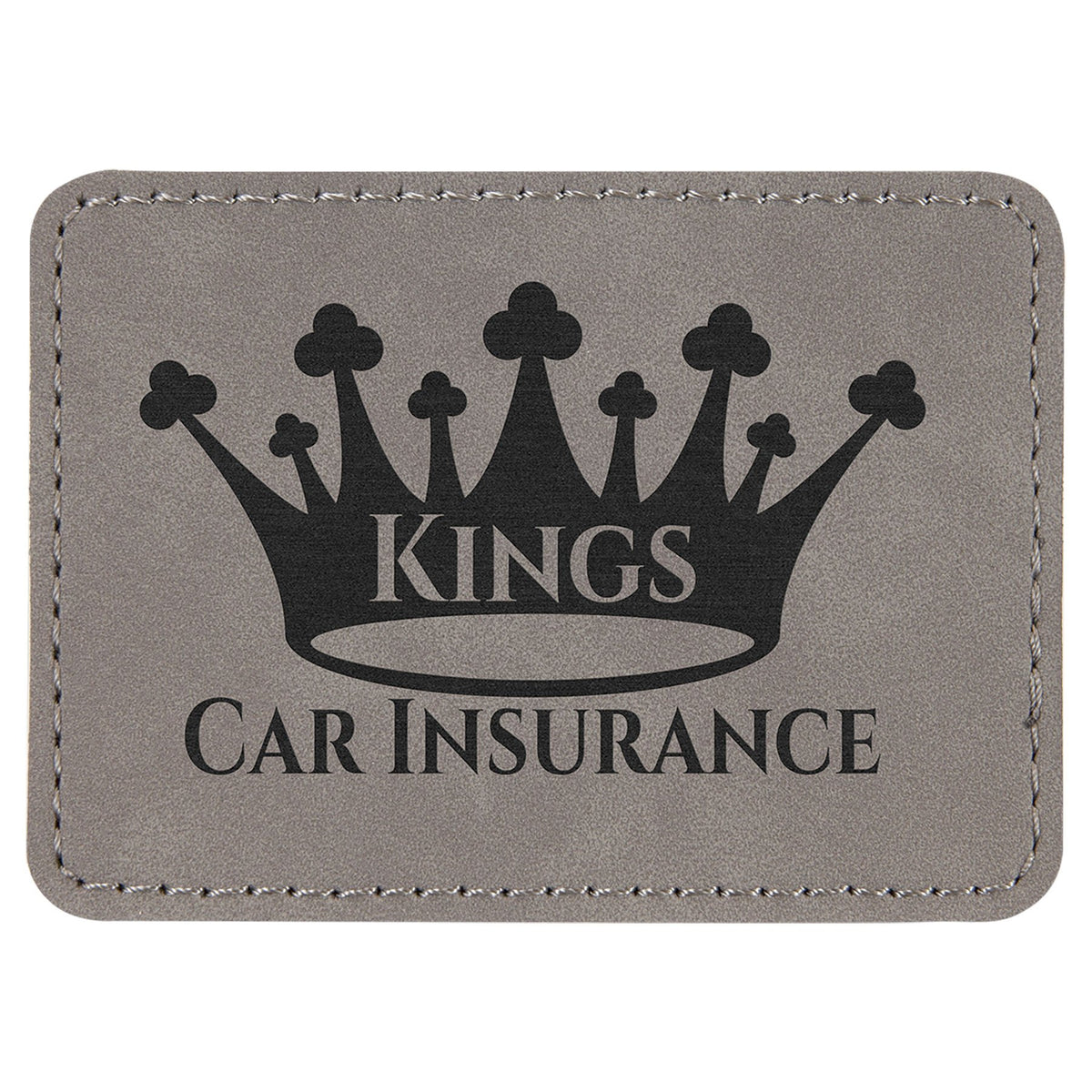 Engraved Rectangle Leatherette Patch with Adhesive - Gray / 3 1/2 x 2 1/2 in