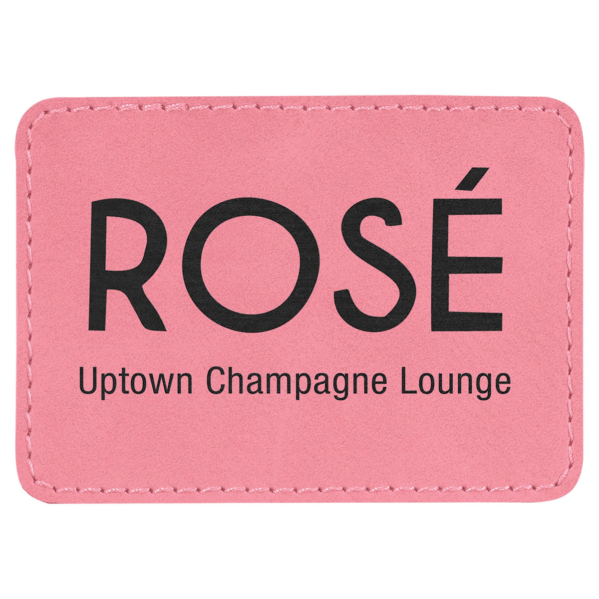 Engraved Rectangle Leatherette Patch with Adhesive - Pink / 3 1/2 x 2 1/2 in