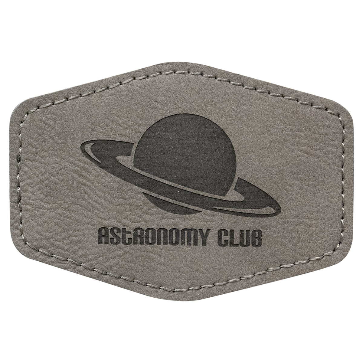 Engraved Hex Leatherette Patch with Adhesive - Gray / 3 1/2 x 2 1/2 in