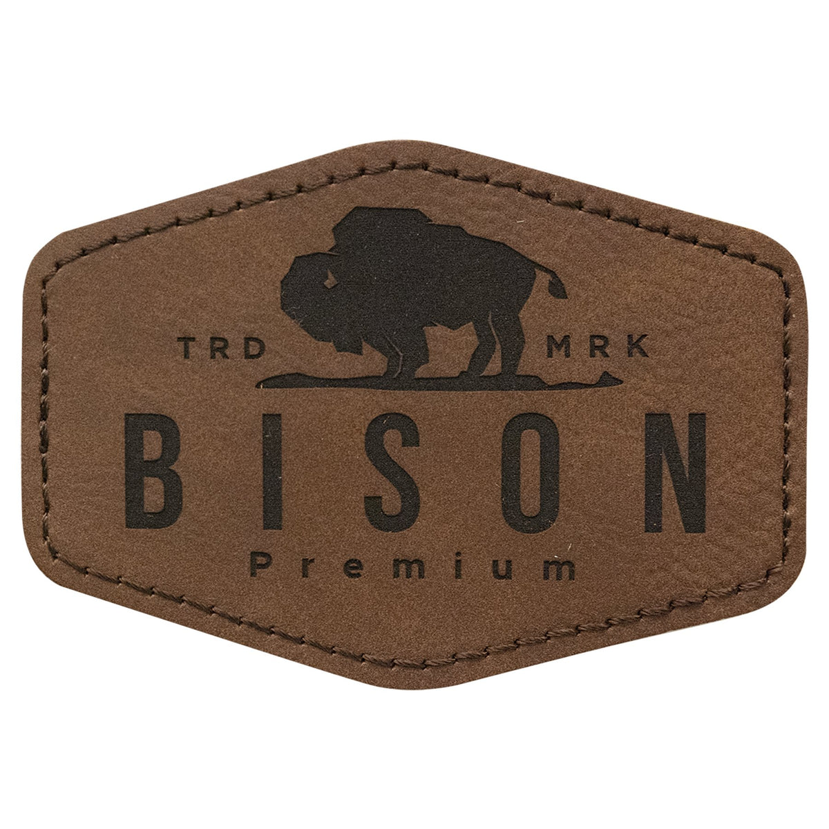 Engraved Hex Leatherette Patch with Adhesive - Dark Brown / 3 1/2 x 2 1/2 in