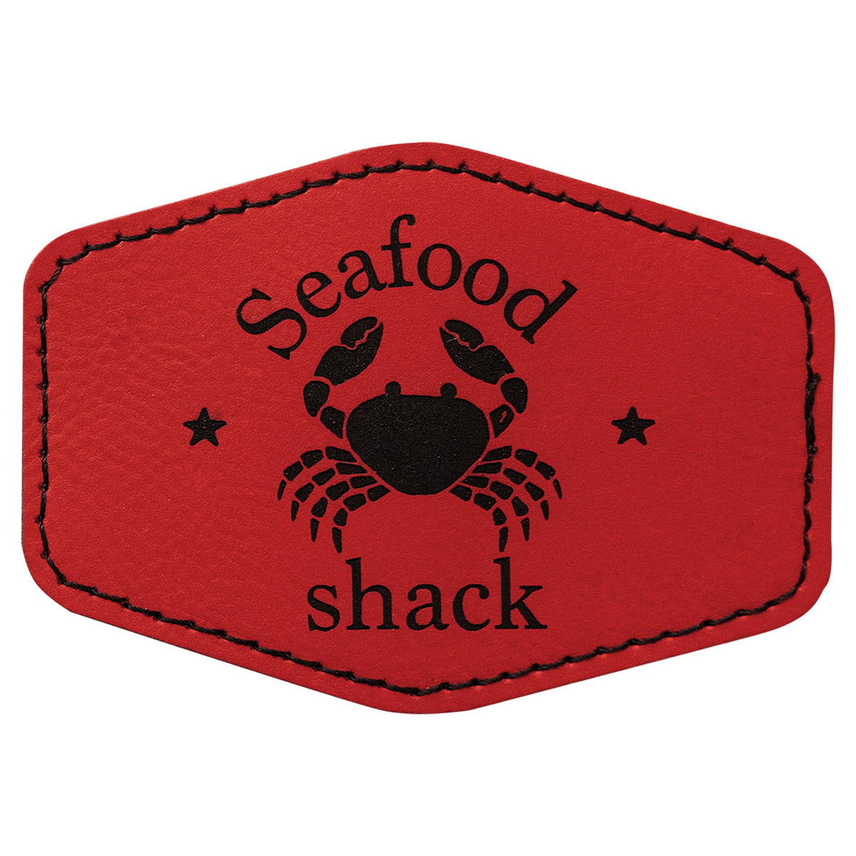Engraved Hex Leatherette Patch with Adhesive - Red / 3 1/2 x 2 1/2 in