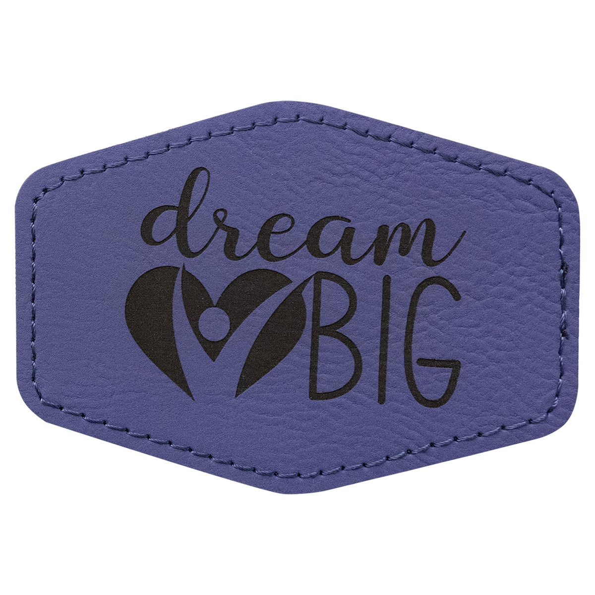 Engraved Hex Leatherette Patch with Adhesive - Purple / 3 1/2 x 2 1/2 in
