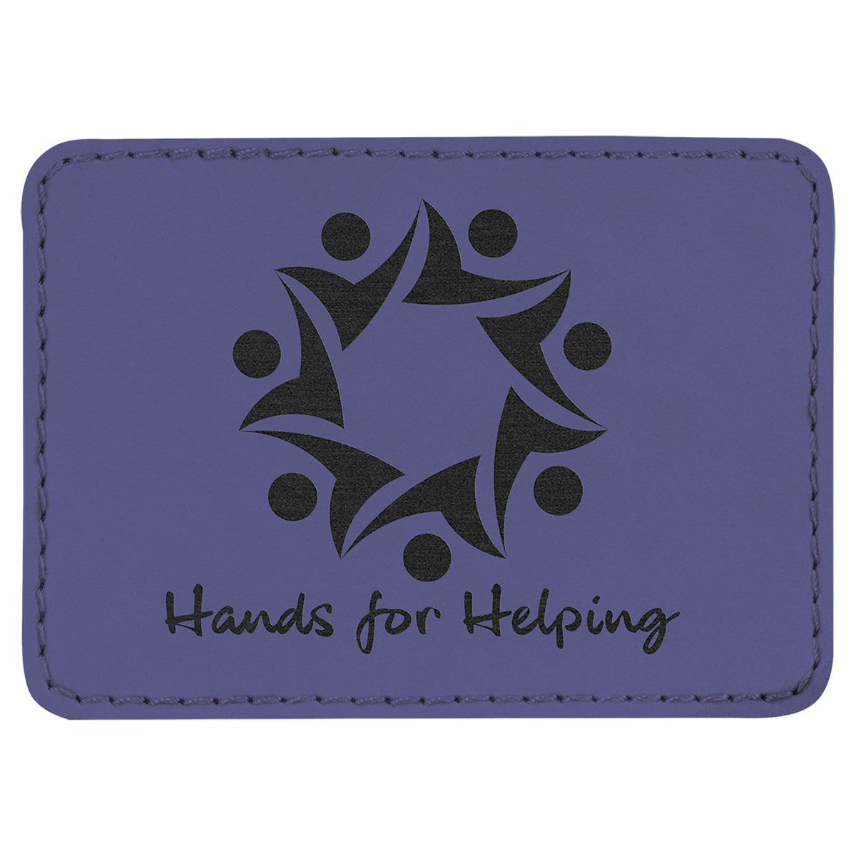 Engraved Rectangle Leatherette Patch with Kota Pro Adhesive - Purple / 3 1/2 x 2 1/2 in