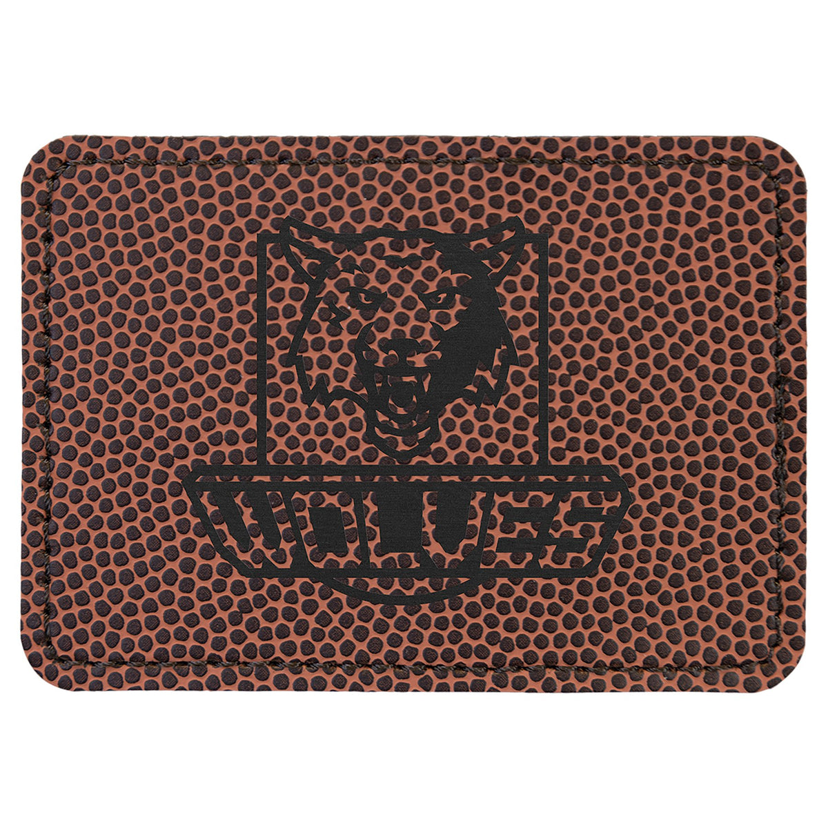 Engraved Football Rectangle Leatherette Patch with Kota Pro Adhesive - 3 1/2 x 2 1/2 in