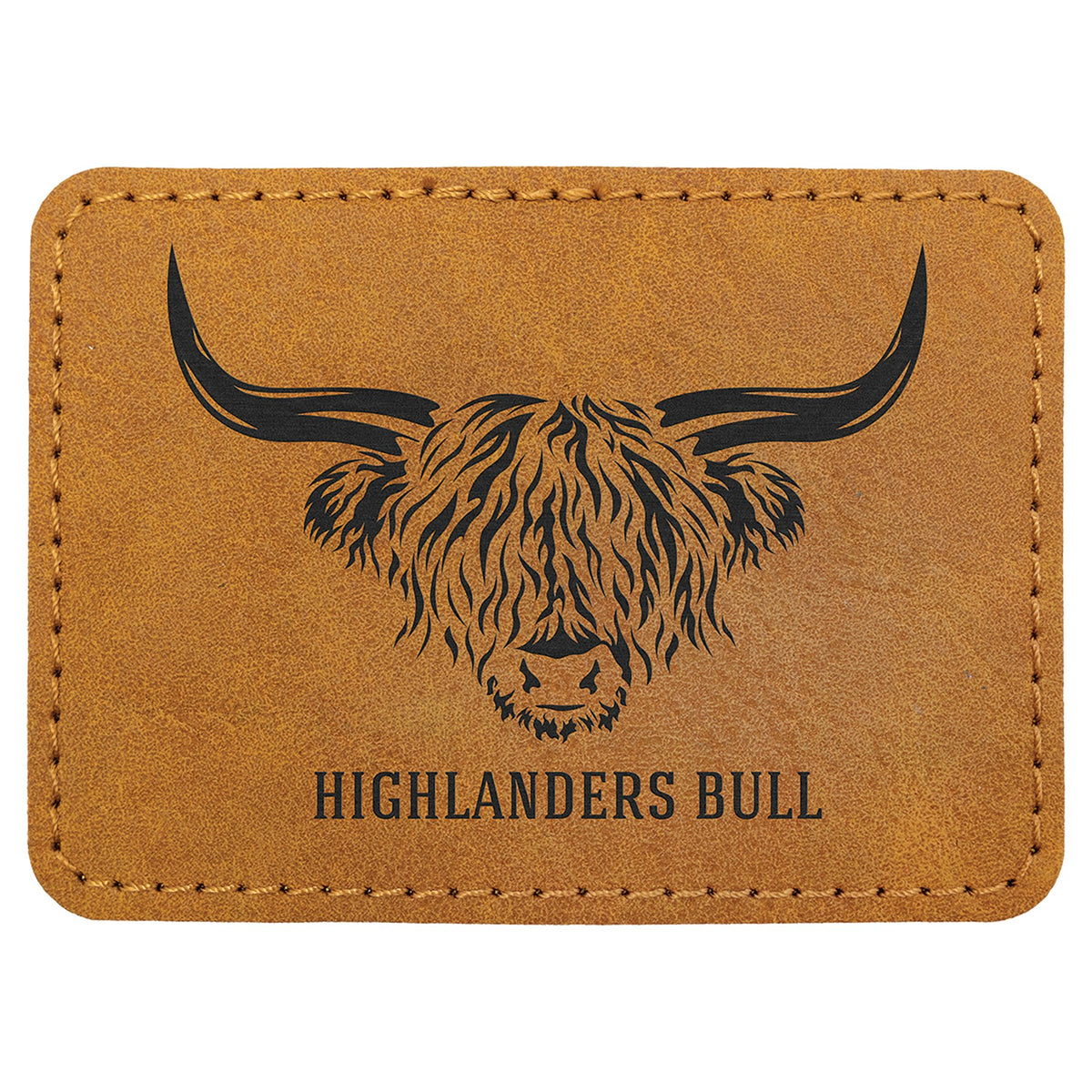 Engraved Creekside Rectangle Leatherette Patch with Kota Pro Adhesive - Light Brown / 3 1/2 x 2 1/2 in